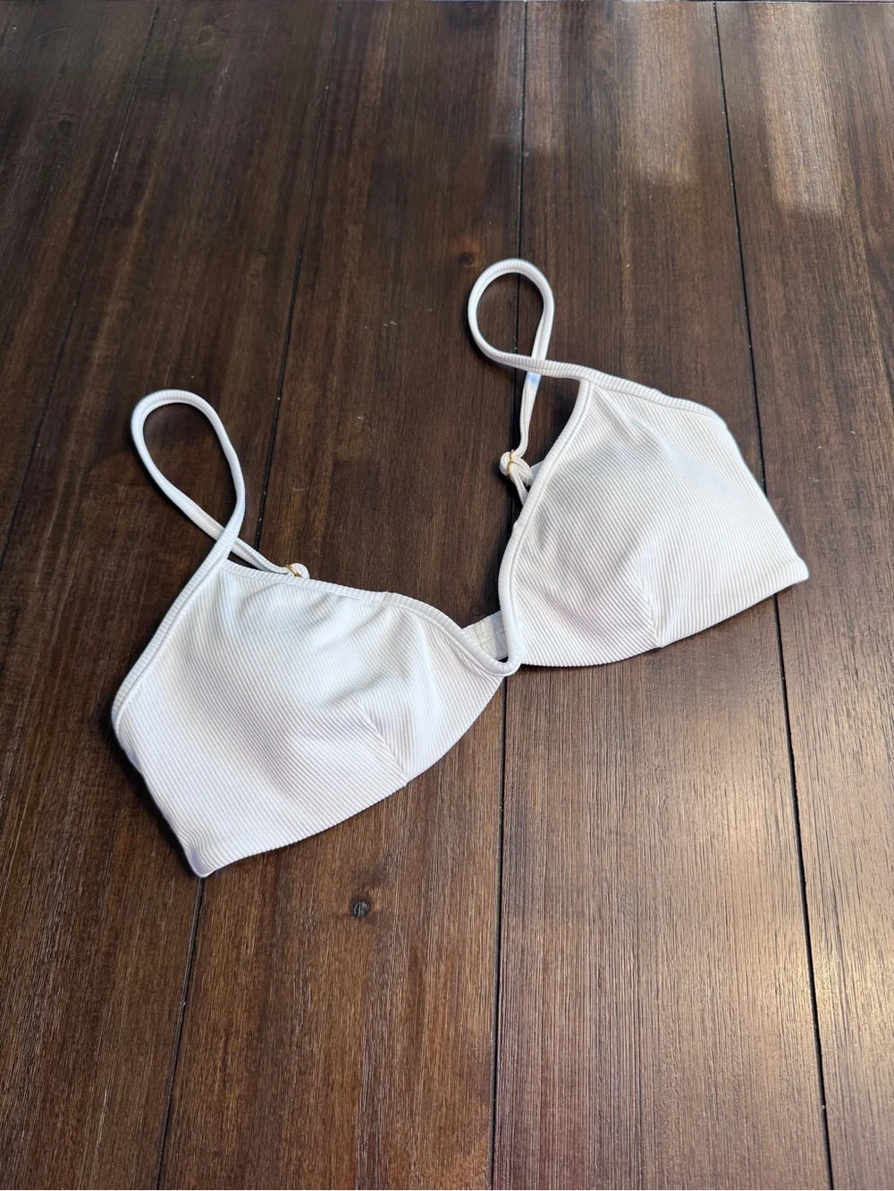 L*Space Helena Bikini Top White Ribbed U-Wire Swim Top M NWT $99